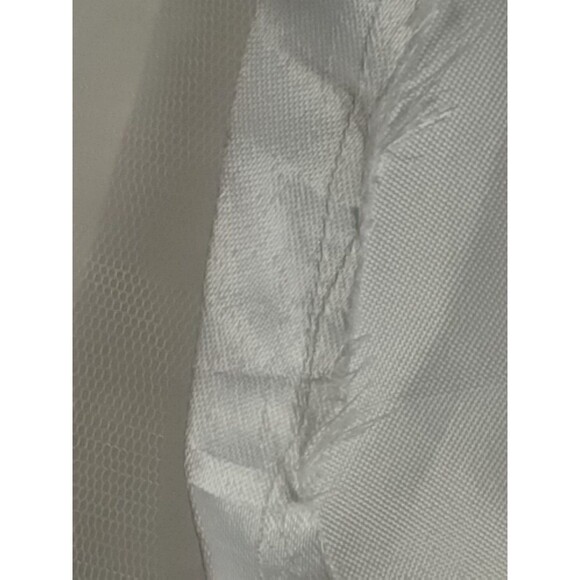 Wedding Dress Woman's White Netting Satin Buttons Pouf Sleeves Embroidered -flaw - Picture 10 of 12